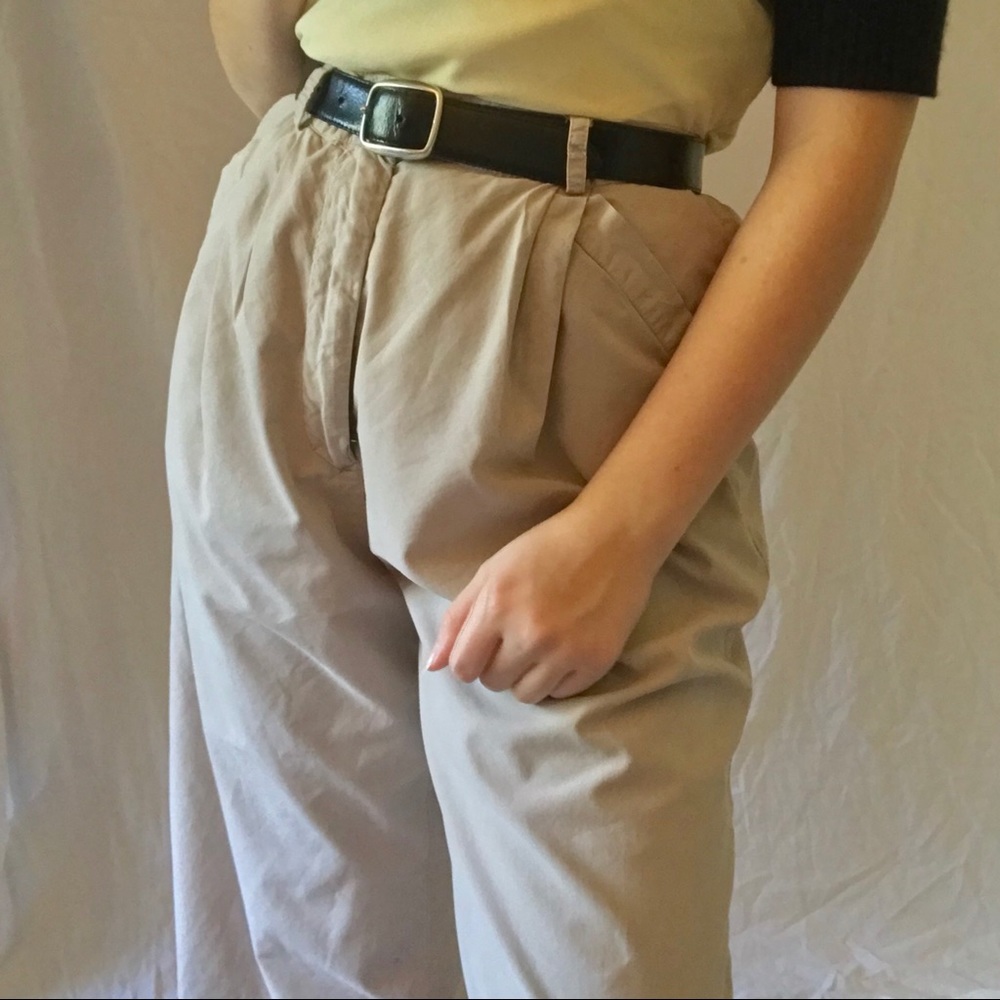 tan wide leg high waisted pants